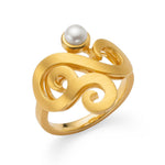 925/- Ring, matt/glänzend fg, weiße Zuchtperle 0,48 ct