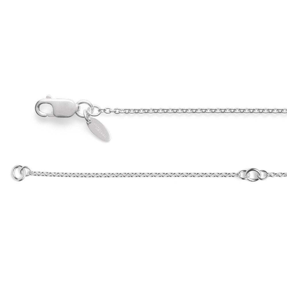 925/- Rundankerkette Karabiner 1,16 mm, 42 + 5 cm - Nicht rhodiniert
