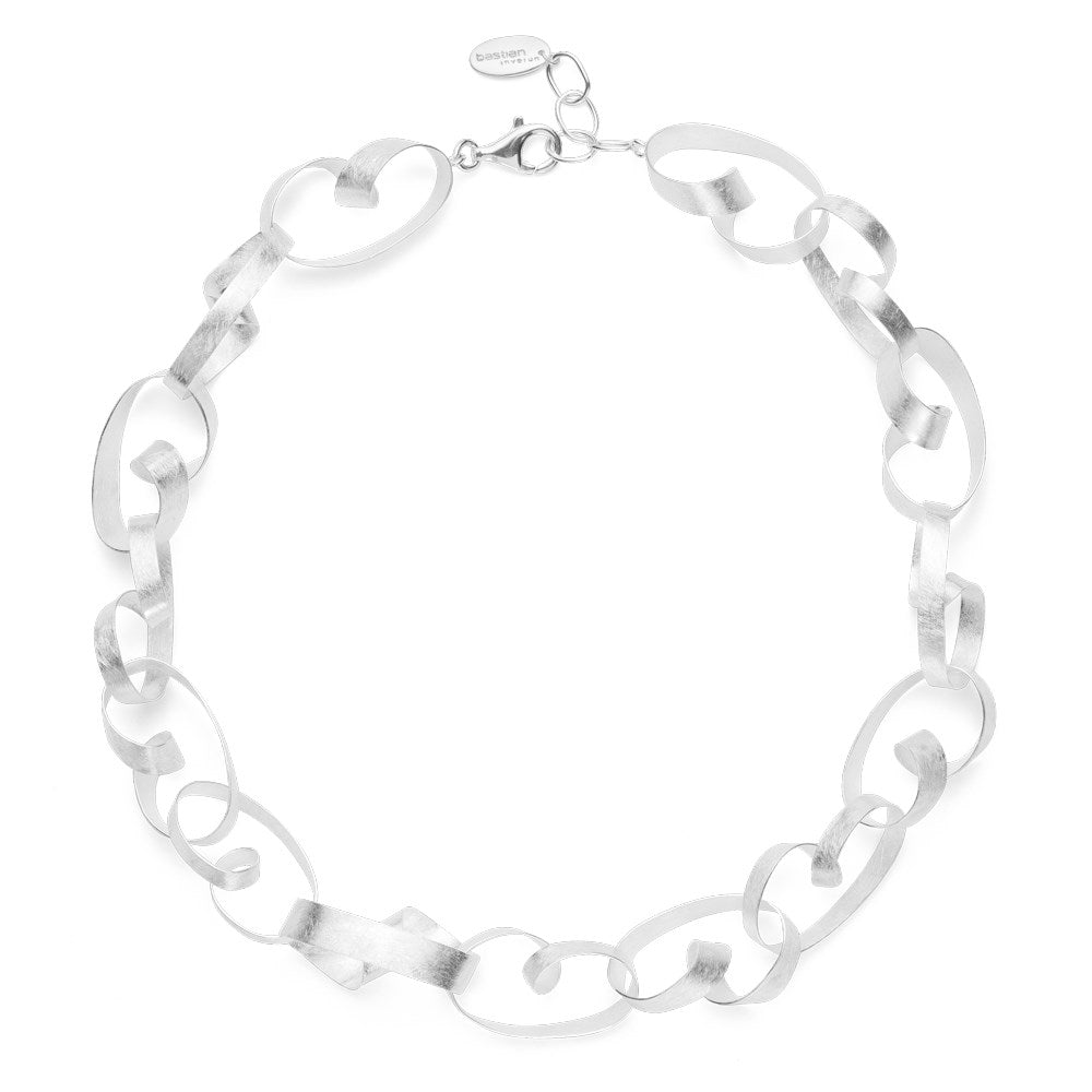 925/- Kette gebürstet, 46cm + 3cm - Nicht rhodiniert