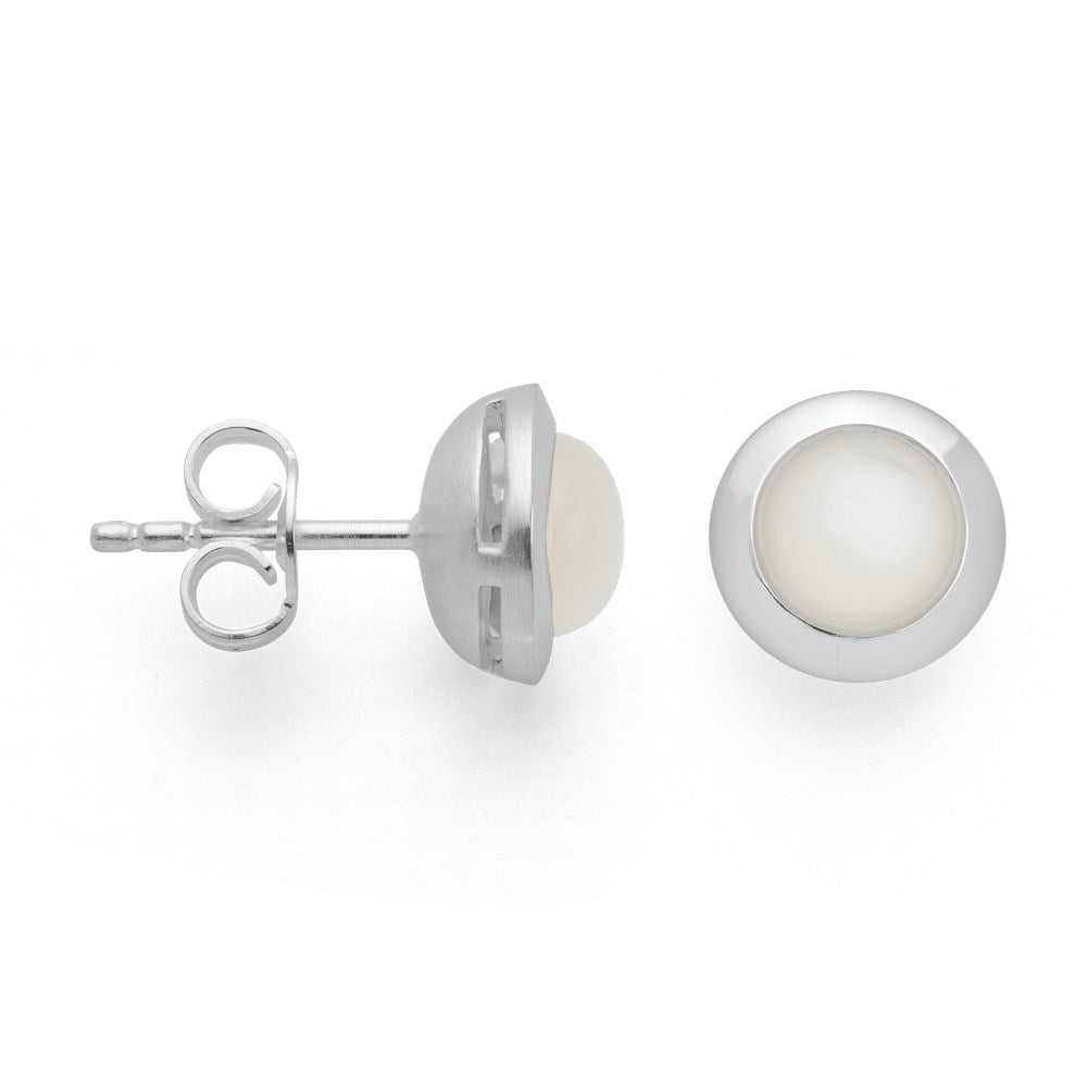 925/- Ohrringe glänzend, weißer Mondstein 1,63ct - Nicht rhodiniert