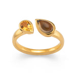925/- Ring, mat/blank fg, RQ 0,87 ct, citrin 0,41