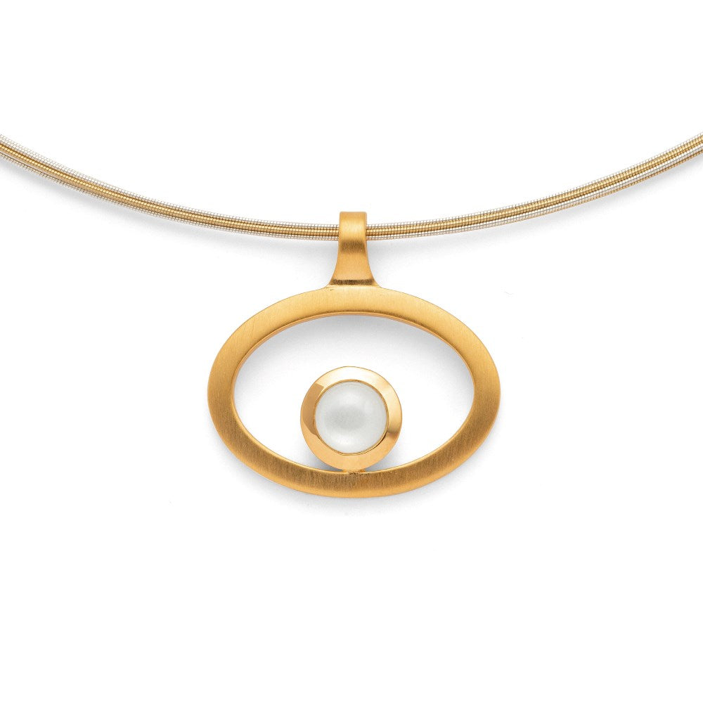 925/- pendant, rho. satin/pol., moonstone white