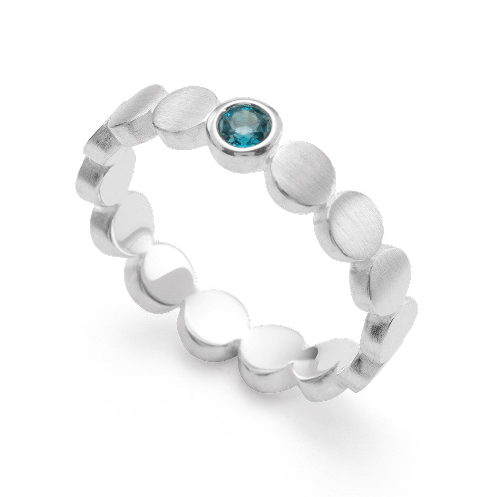 925/- Ring matt/glänzend, Blautopas 0,14ct - 52 / Nicht rhodiniert