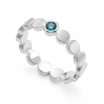 925/- ring, rho. mat/blank, blå topas 0,14ct