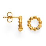 925/- earstud, gp satin, dia. 0,02ct W-SI