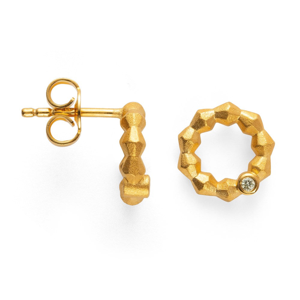 925/- earstud, gp satin, dia. 0,02ct W-SI