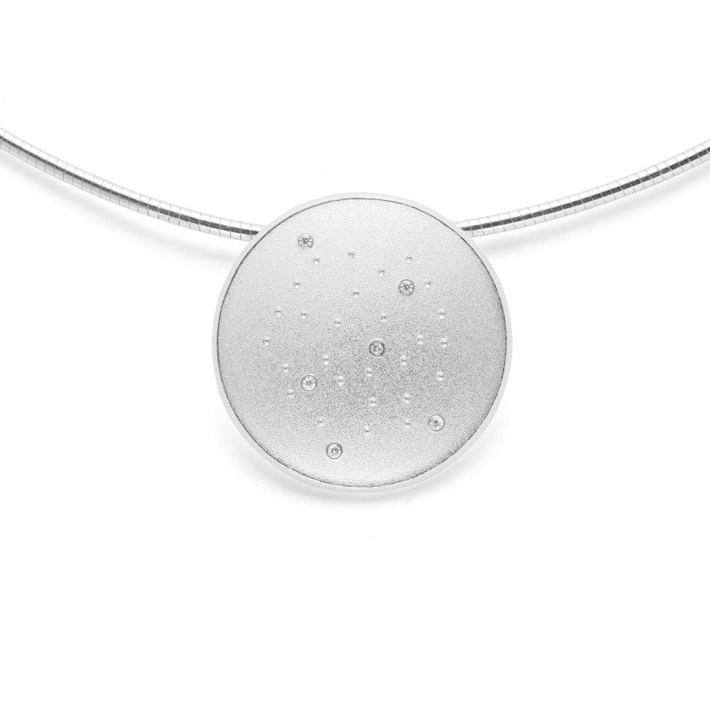 925/- Vedhæng sandblæst, brillant 0,03ct W-SI