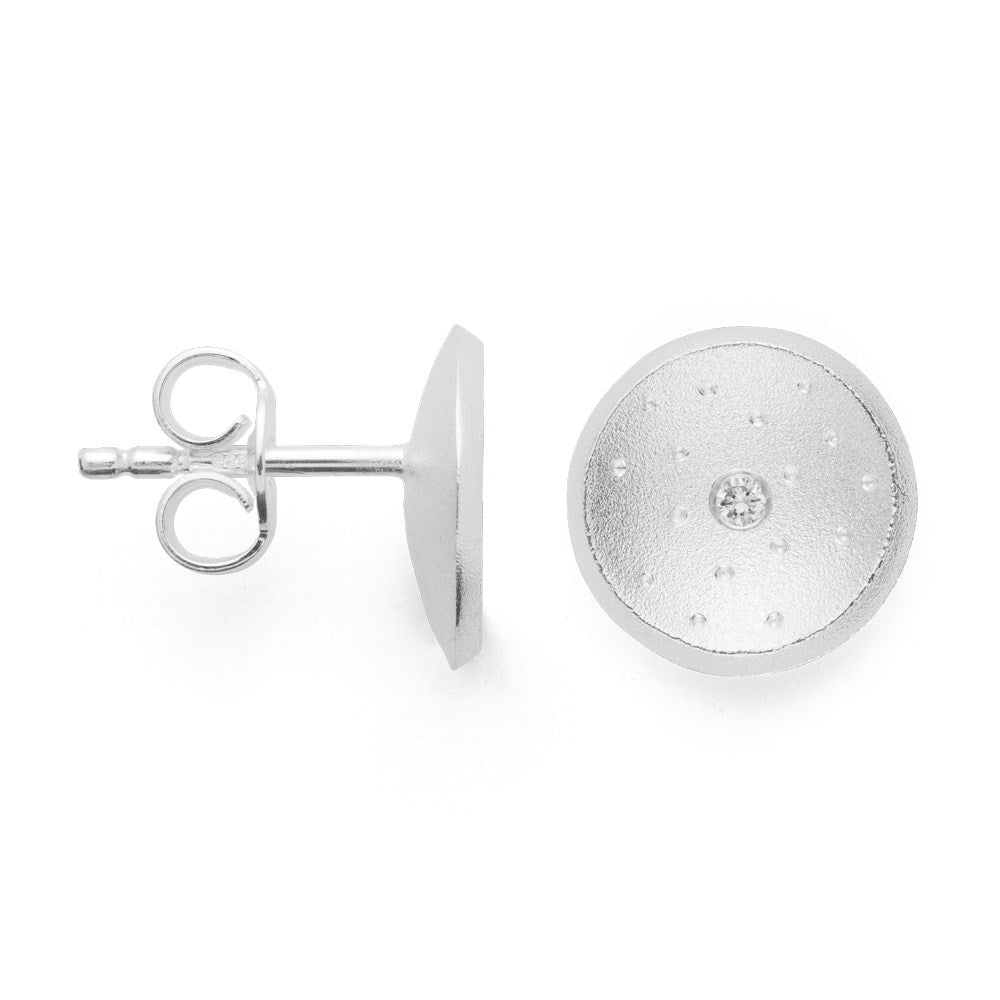 925/- Ohrringe sandgestrahlt, Br 0,02ct W-SI - Nicht rhodiniert