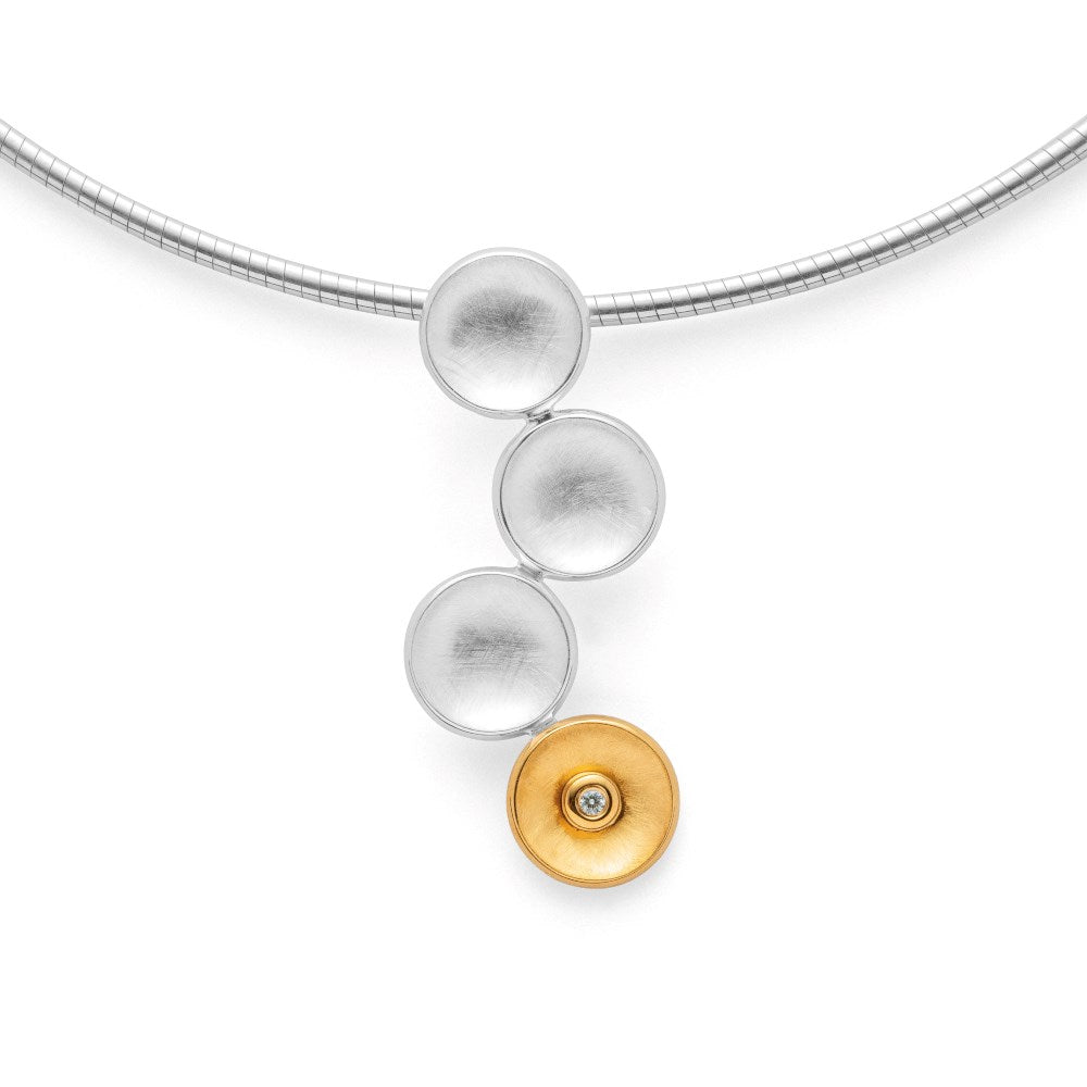 925/- Anhänger, partiell fg gebürstet/glänzend, 0,02 ct - Nicht rhodiniert