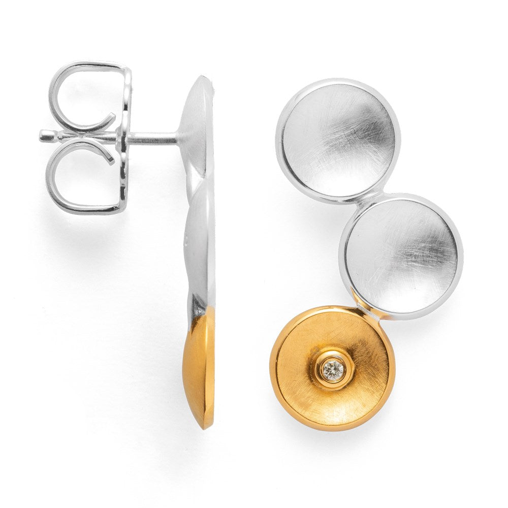 925/- Ohrringe, teilweise fg gebürstet/glänzend 0,02ct