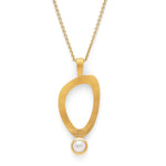 925/- Vedhæng, fg mat/blank, kulturperle 0,99ct