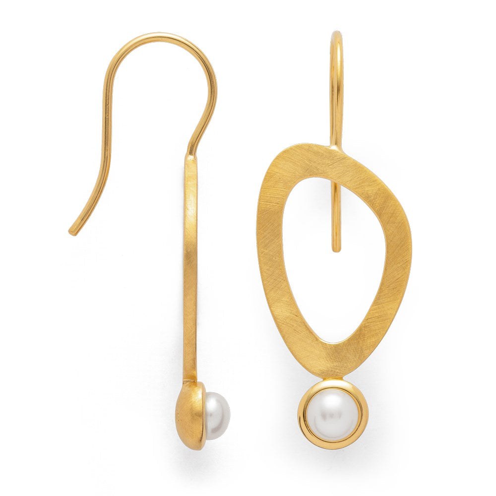 925/- earring, gp matt/pol., pearls 0,95ct