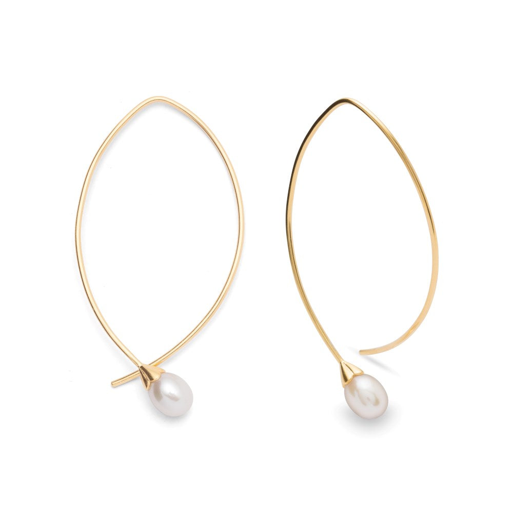 925/- ørehænger, mat fg, hvide kulturperle 3.10ct