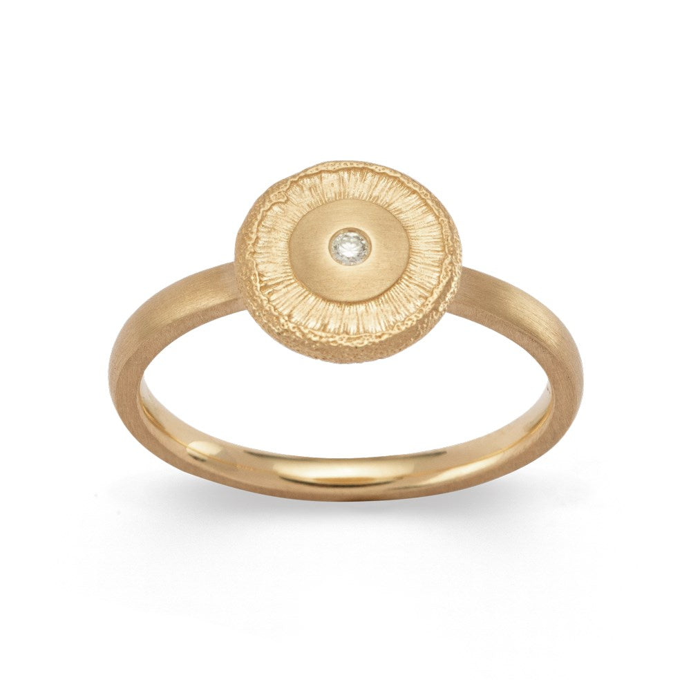 750/- ring satin/spe.text., dia. 0,02ct W-SI