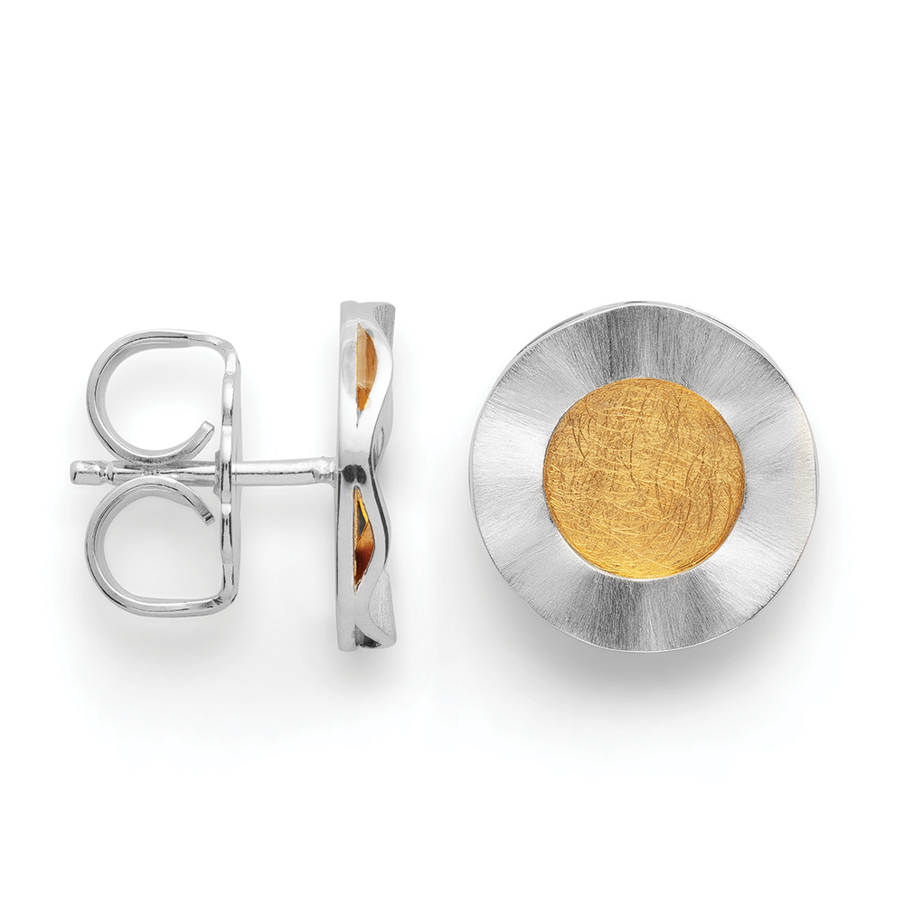 925/- ear studs, rhodium-plated, gold-plated, matt