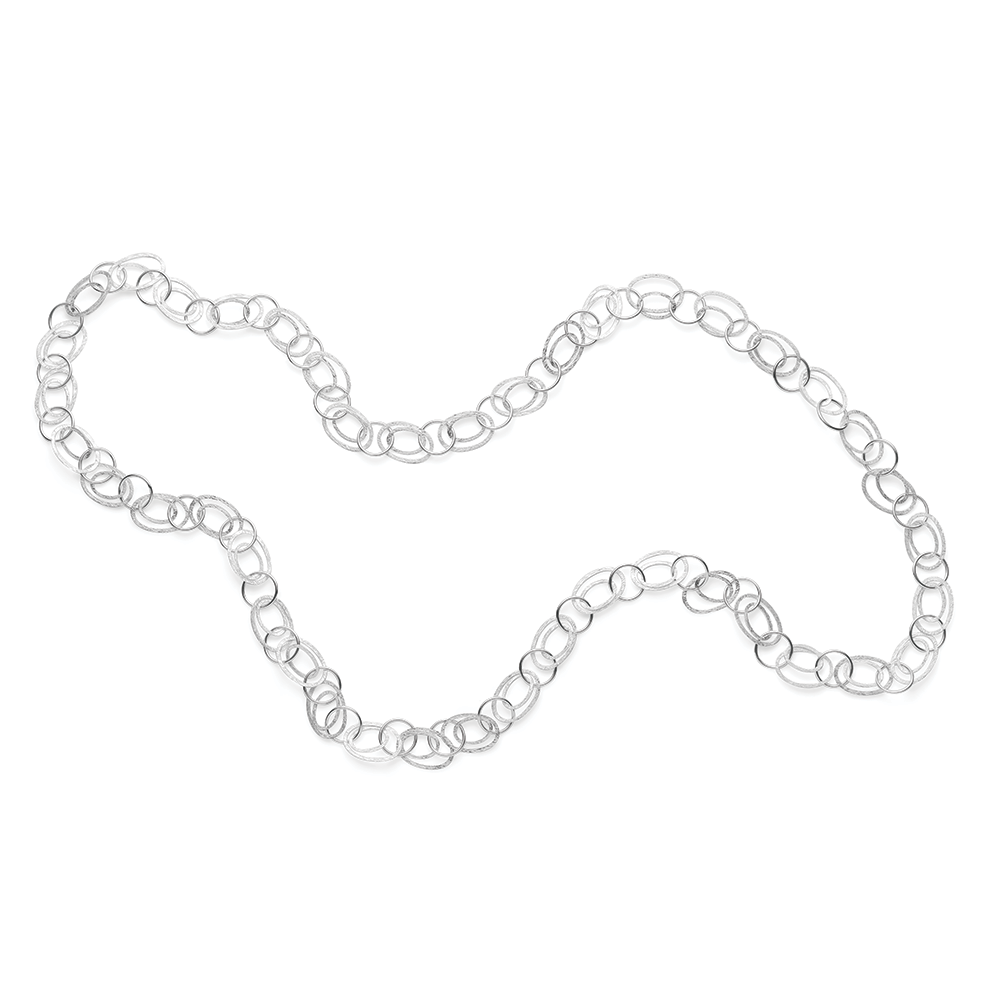 925/- Collier, gebürstet/glänzend, 110cm - Nicht rhodiniert
