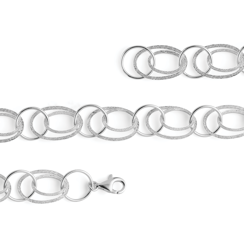 925/- Armband, gebürstet/glänzend, 19cm - Nicht rhodiniert