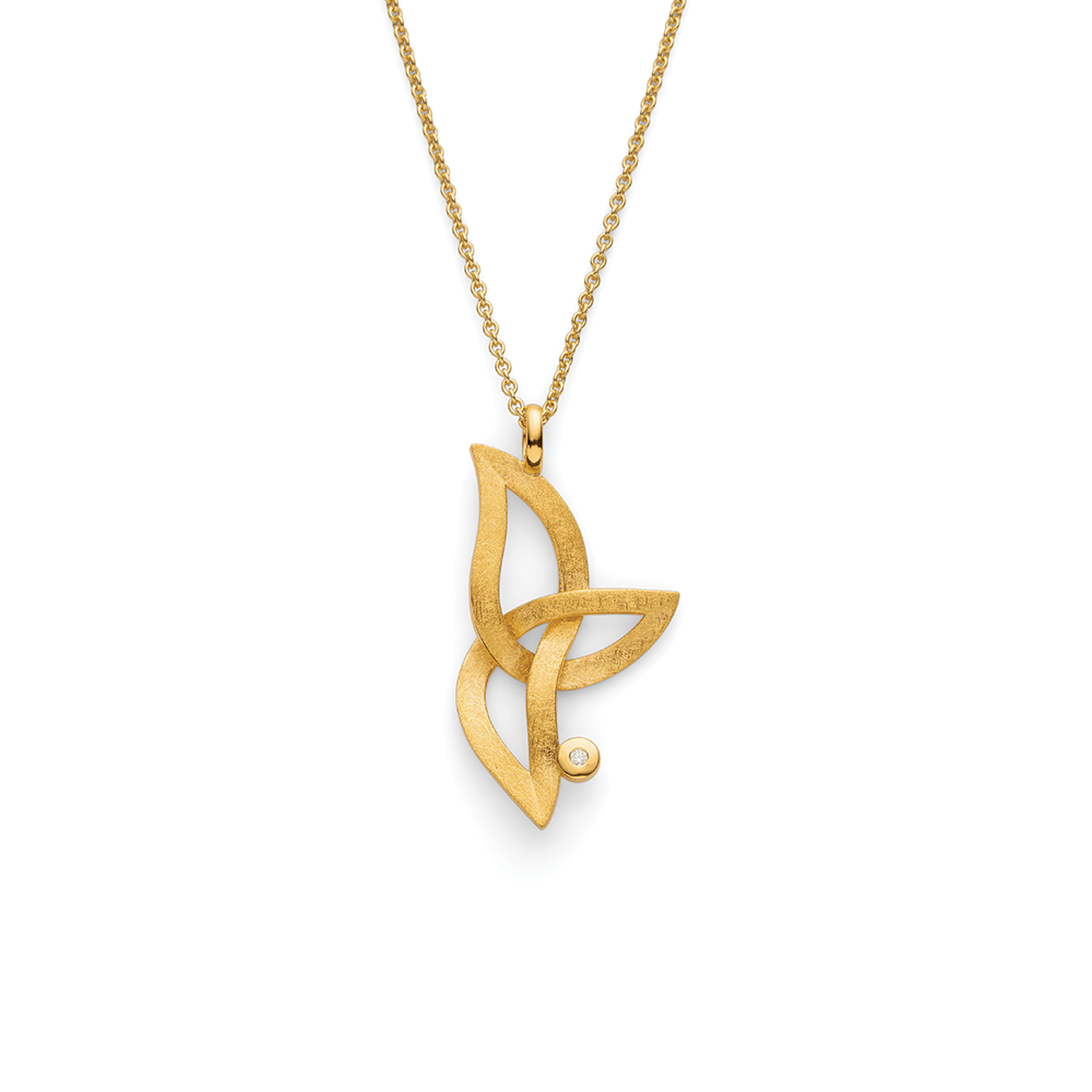 925/- pendant, gold-plated, matt, dia. 0,02ct W-SI