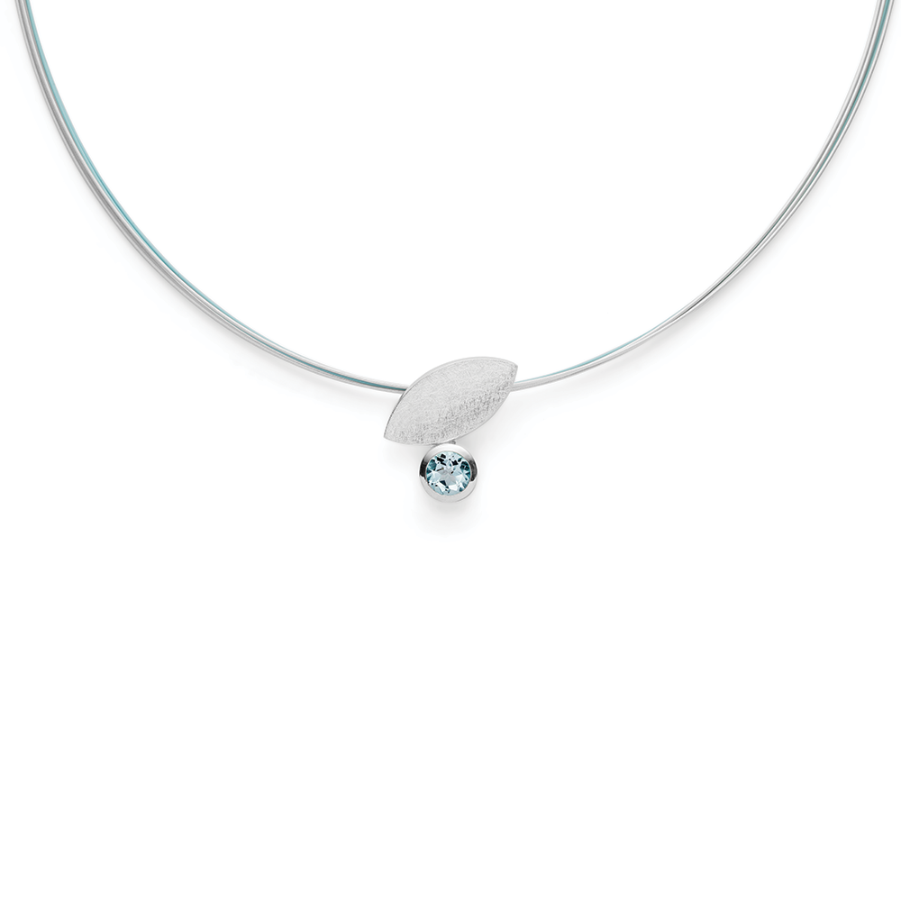 925/- Anhänger, gebürstet, Blautopas 1,02 ct - Nicht rhodiniert