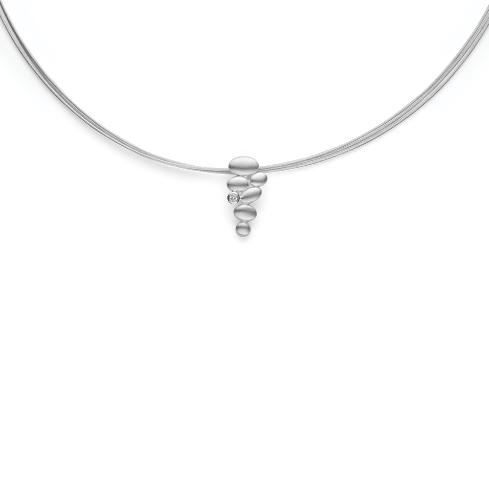 925/- Anhänger, matt, Durchm. 0,02ct W-SI - Nicht rhodiniert