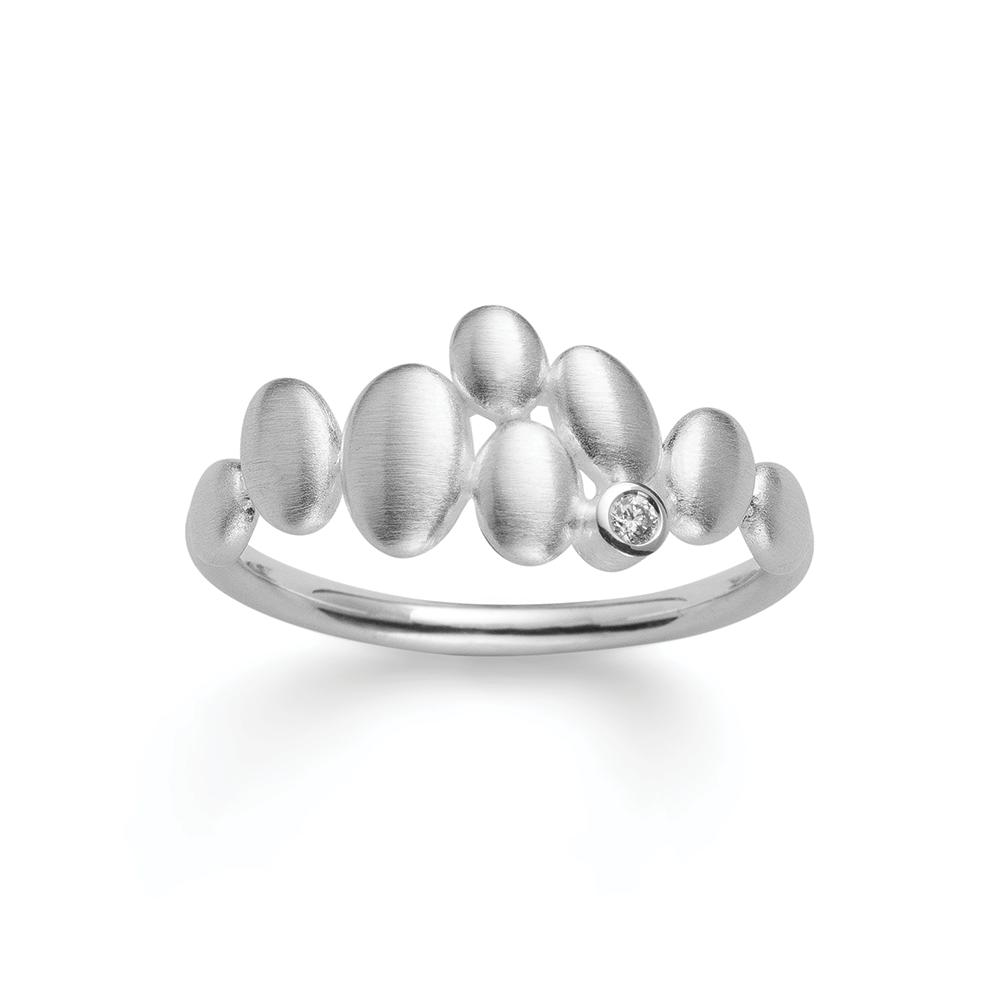 925/- Ring, matt, Durchm. 0,02ct W-SI - 52 / Nicht rhodiniert