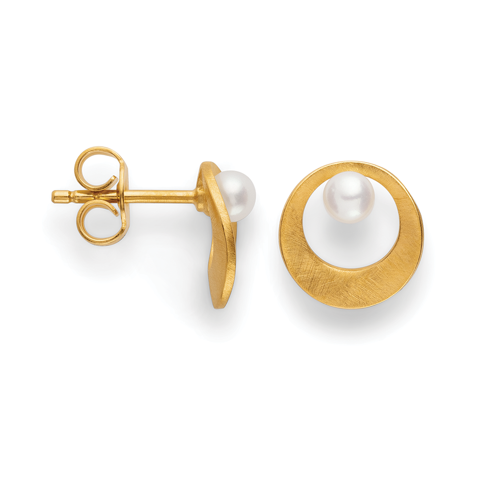 925/-Ohrstecker,vergoldet,matt, Zuchtperlen 0,56ct