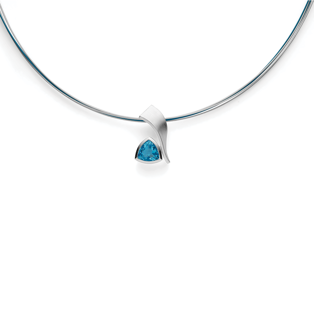 925/- Anhänger, mattiert, Blautopas 2,37 ct - Nicht rhodiniert