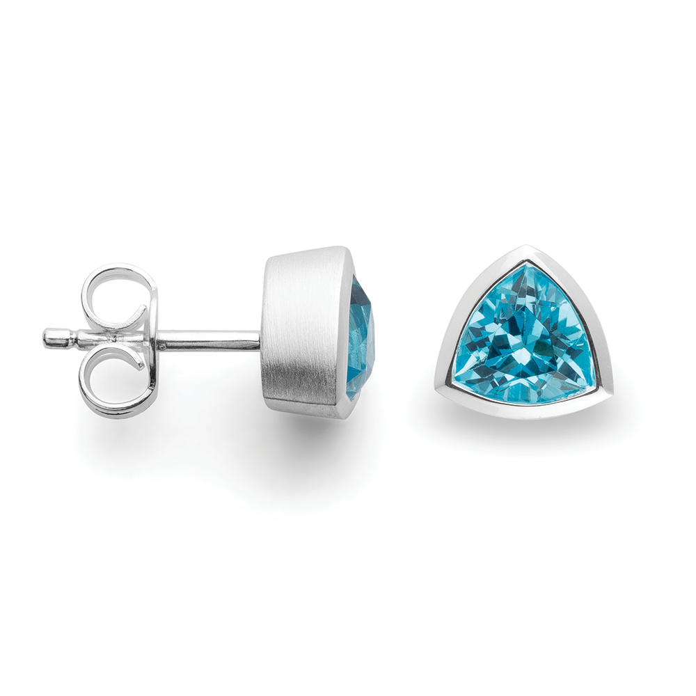 925/- Ohrhänger, mattiert, Blautopas 1,85 ct - Nicht rhodiniert