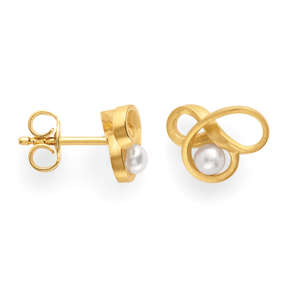 925/-Ohrstecker,vergoldet,matt, Zuchtperlen 0,37ct