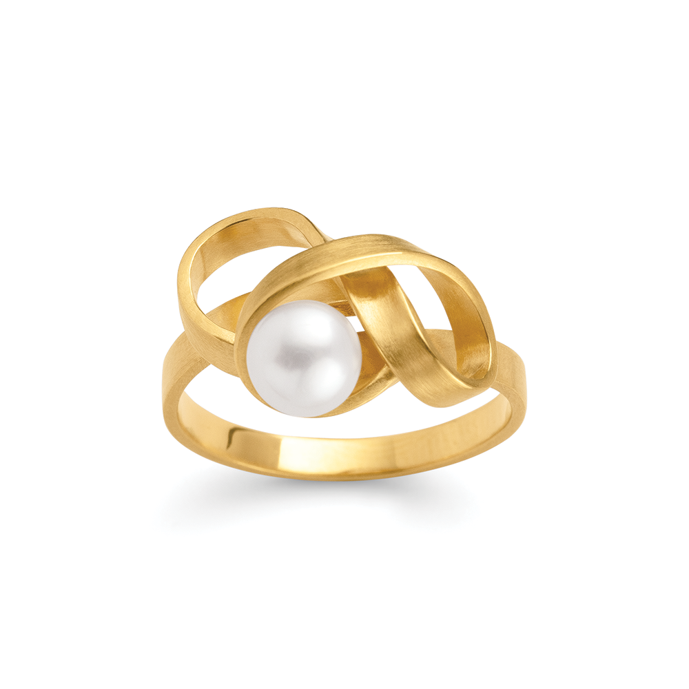 925/-Ring, fg., mattiert, Frischperle 1,37 ct - 52 / Nicht rhodiniert