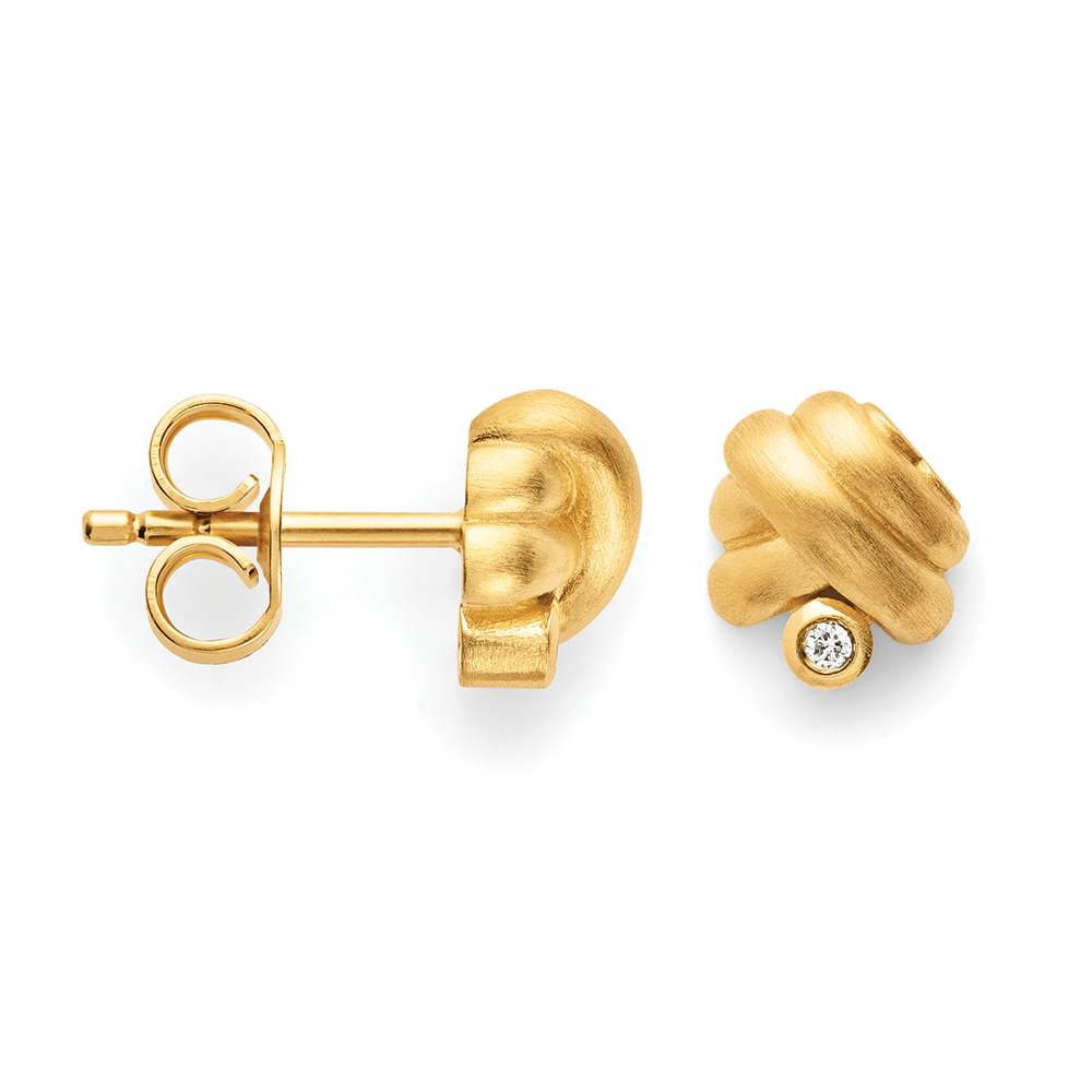925/- ear studs,gold-plated,matt, dia. 0,02ct W-SI