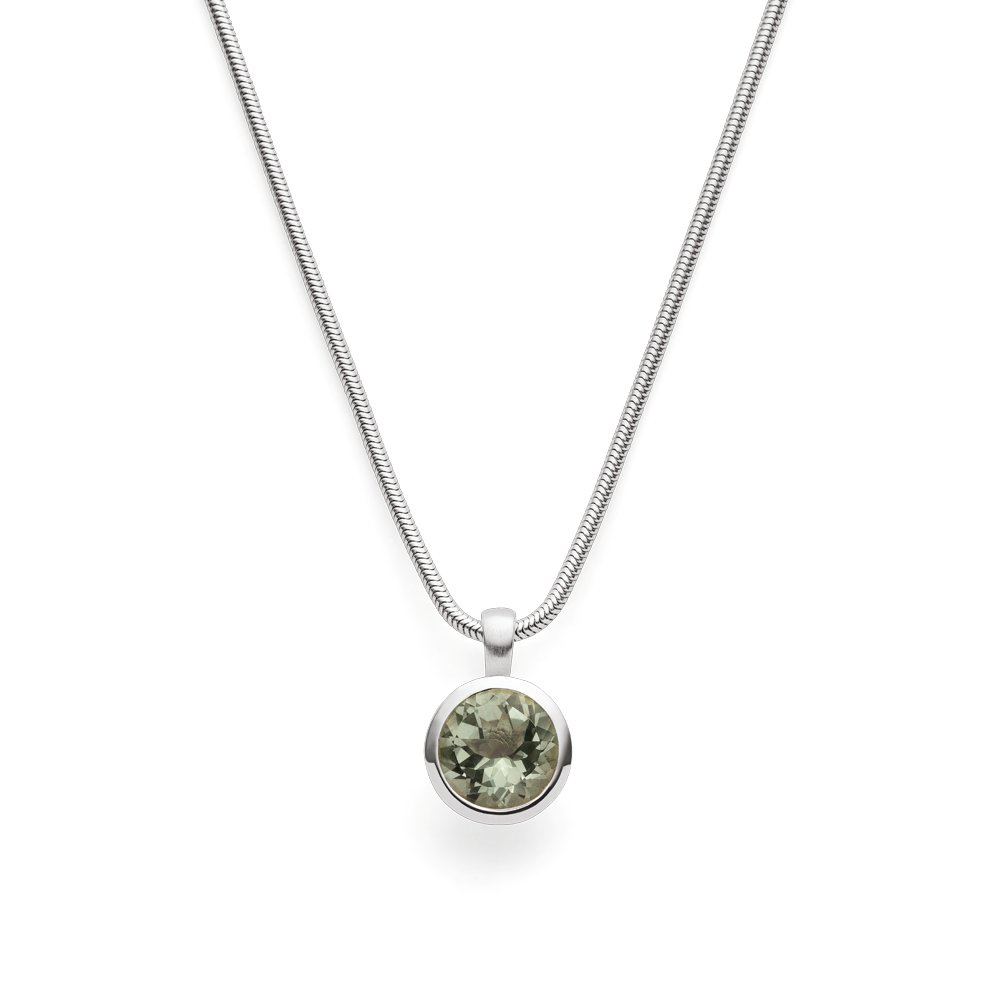 925/- Anhänger, mattiert/poliert, Amethyst grün 3,1 ct - Nicht rhodiniert