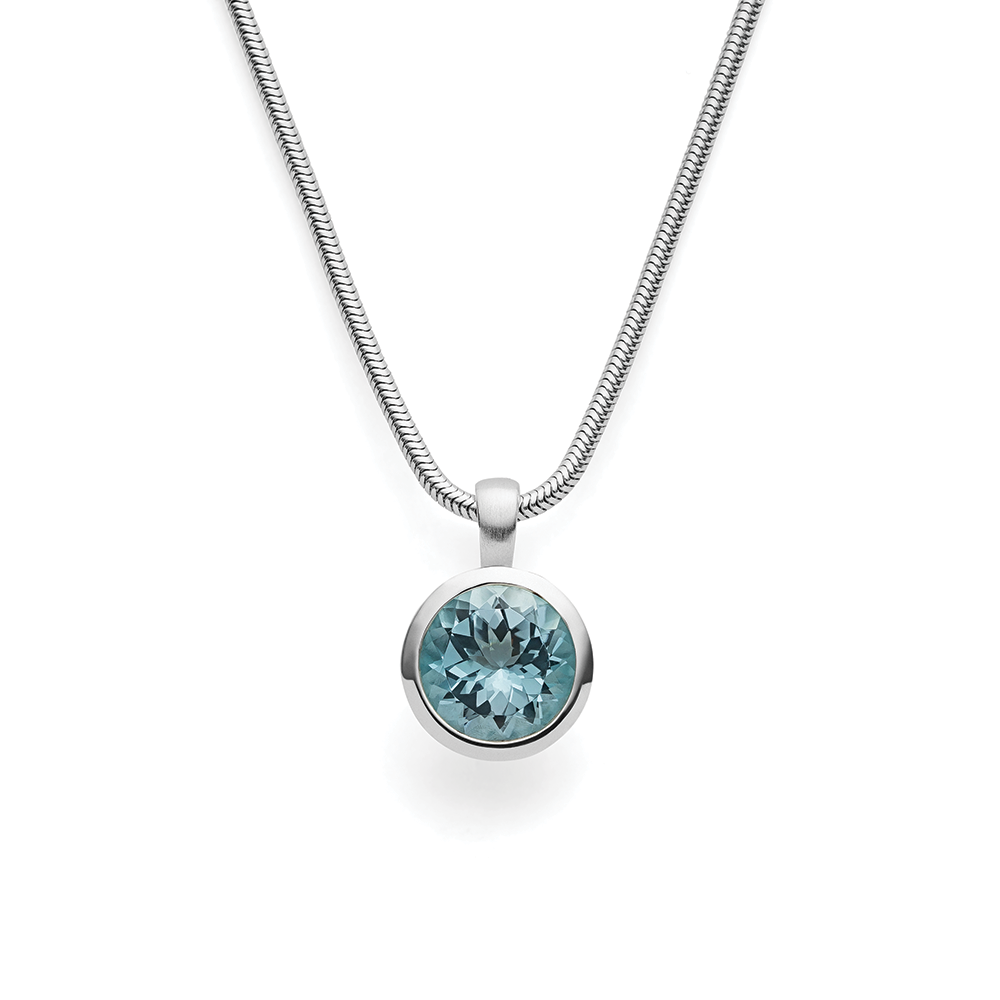 925/- vedhæng, mat/pol., blå topaz 4,03ct - Ej rhodineret