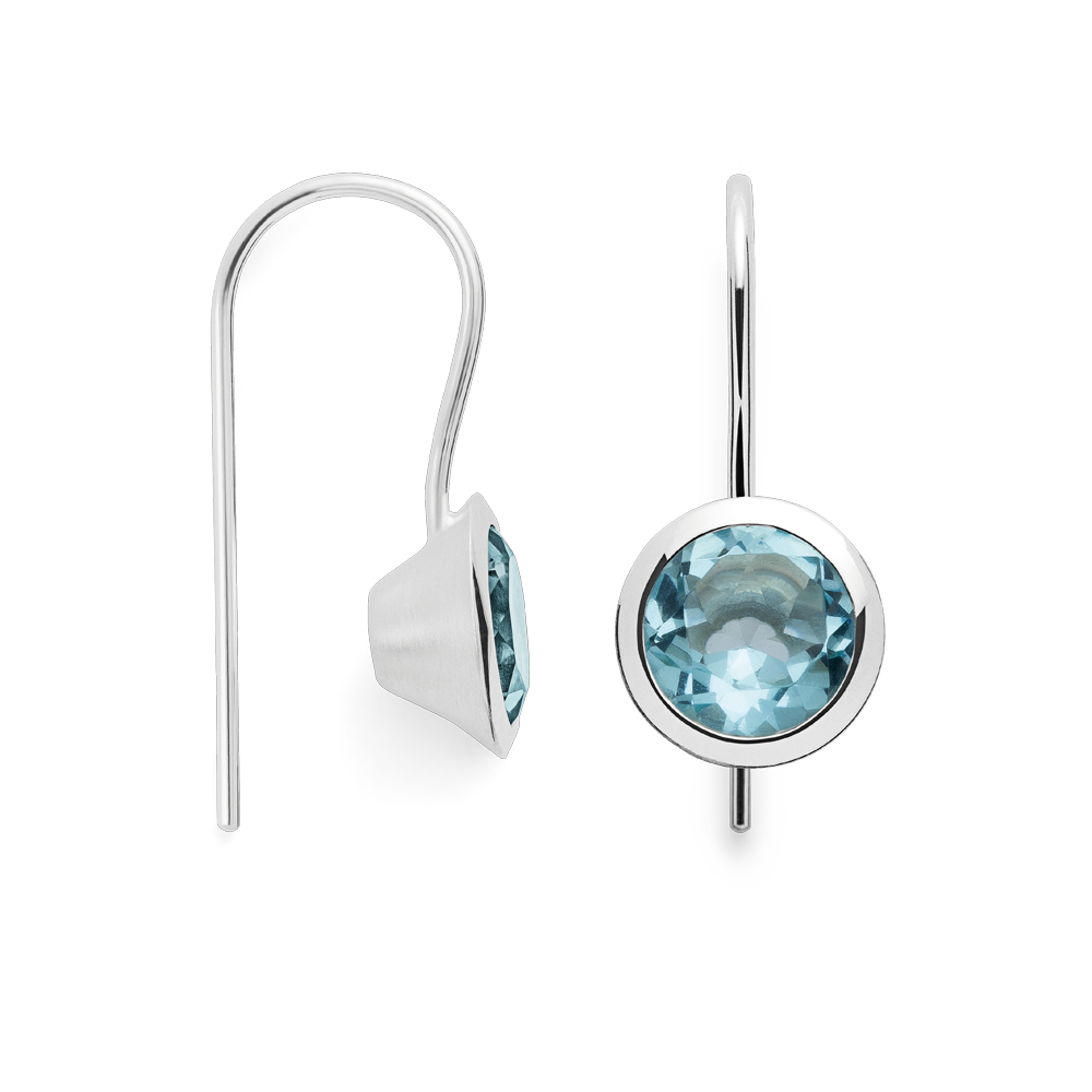 925/- Ohrringe, glänzend, Blautopas 2,71 ct - Nicht rhodiniert