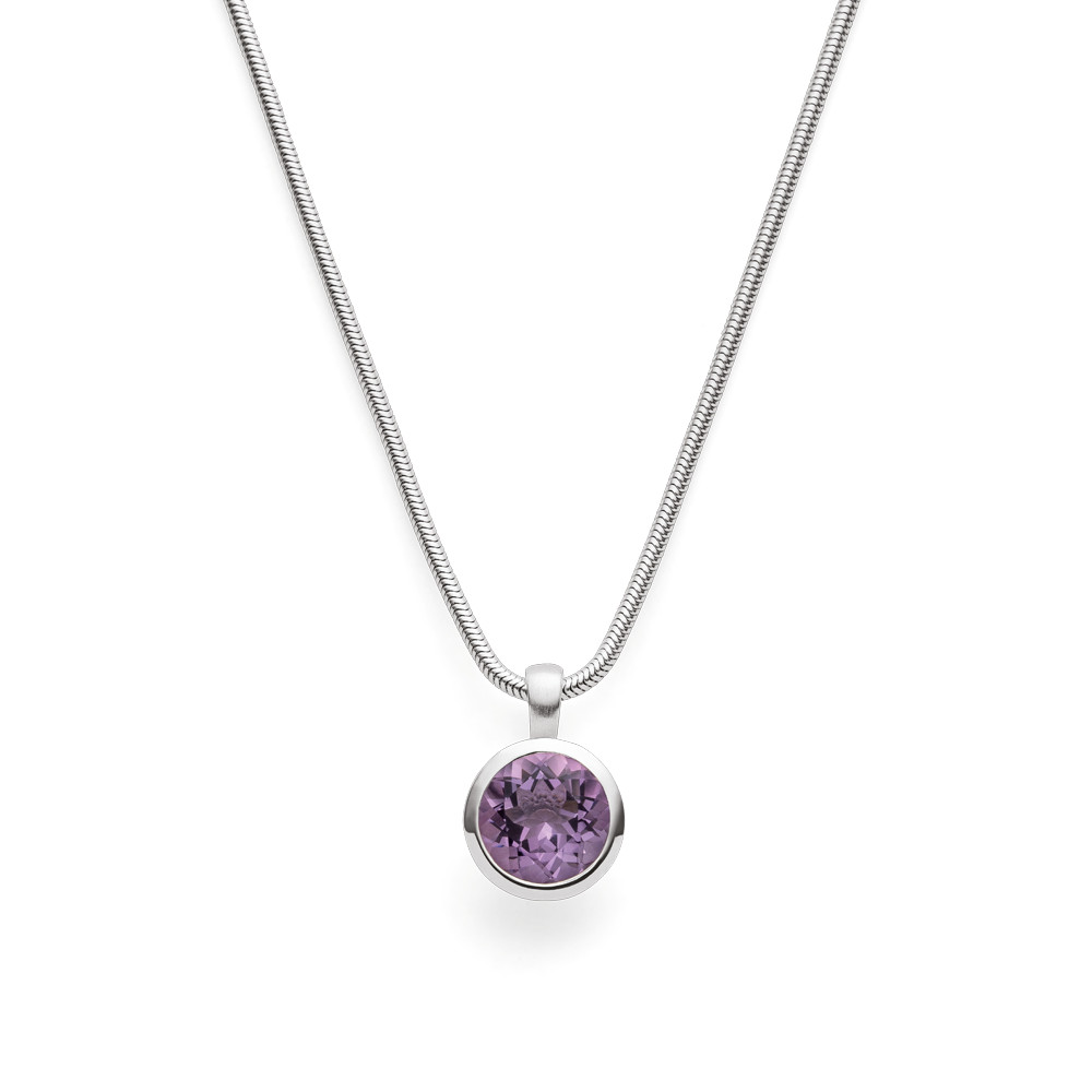 925/- vedhæng, mat/blank, amethyst 3,1ct - Ej rhodineret
