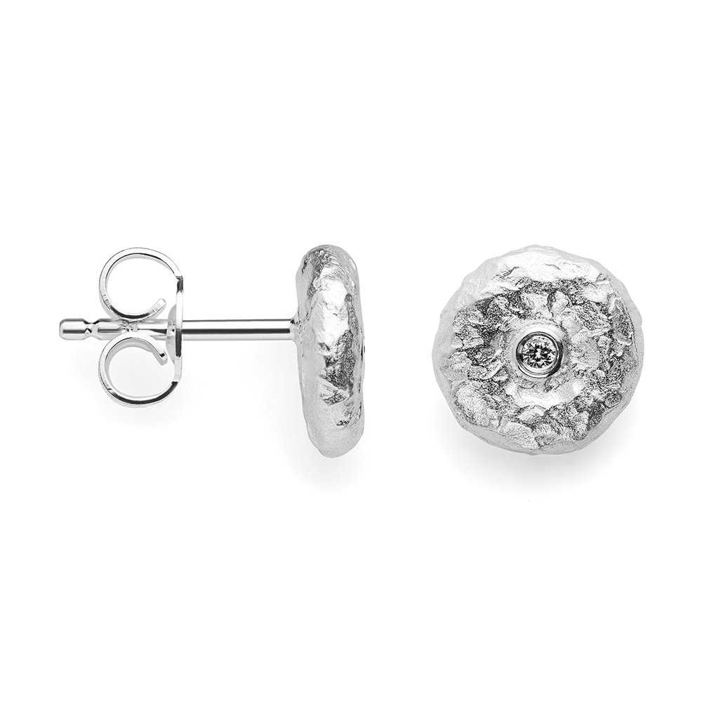925/-Ohrringe, Spezialstruktur, Ø 0,02ct W-SI - Nicht rhodiniert