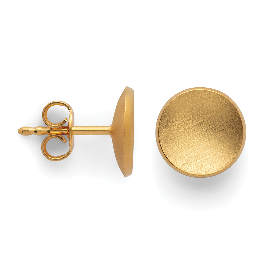 925/- ear studs, gold-plated, matt/polished, 10mm