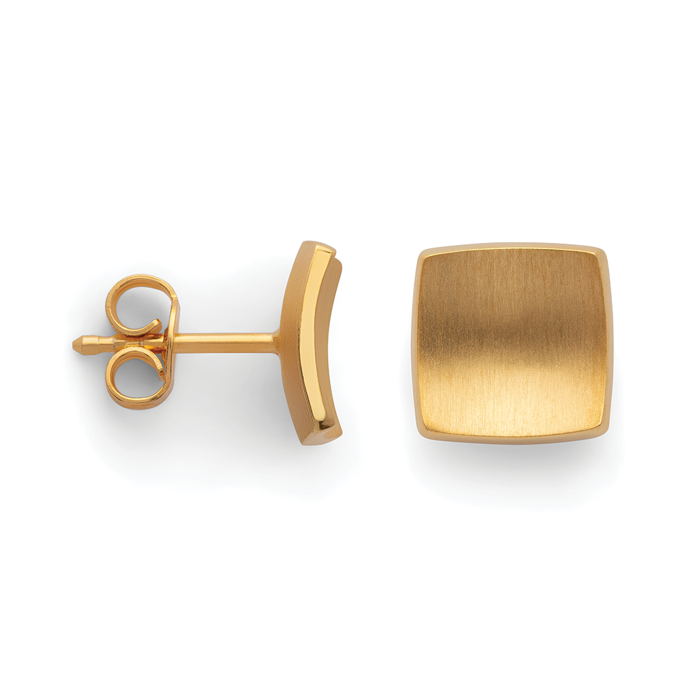 925/- ear studs, gold-plated, matt/polished, 8mm