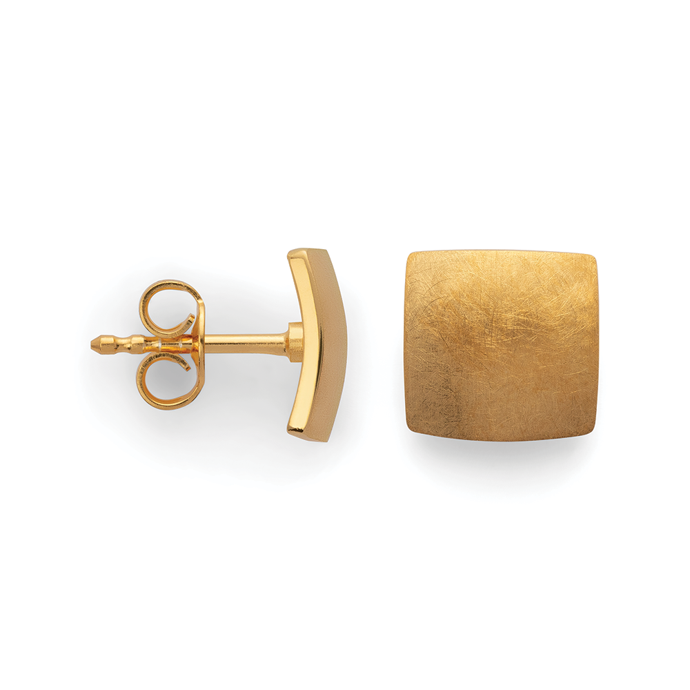925/- Ohrstecker,vergoldet, kratzmatt/poliert, 8mm