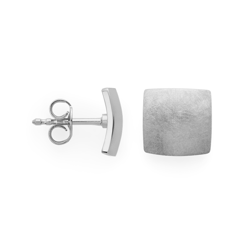 925/- Ohrringe, gebürstet/glänzend, 10mm - Nicht rhodiniert