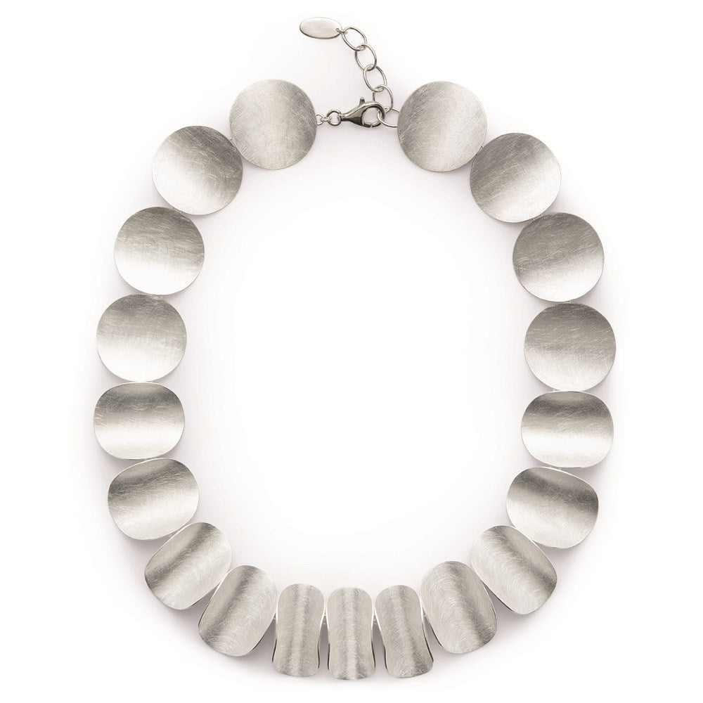 925/- Highlightcollier, kratzmatt/poliert, 45+3cm - Nicht rhodiniert