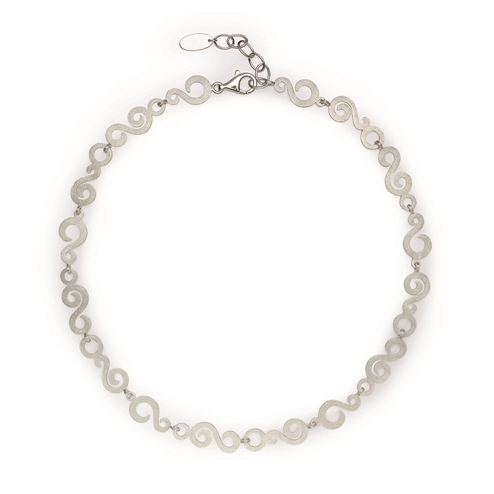 925/- Collier, kratzmatt, 45 + 3cm - Nicht rhodiniert