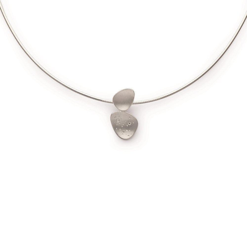 925/- Anhänger, mattiert, Dia. 0,03ct W-SI - Nicht rhodiniert