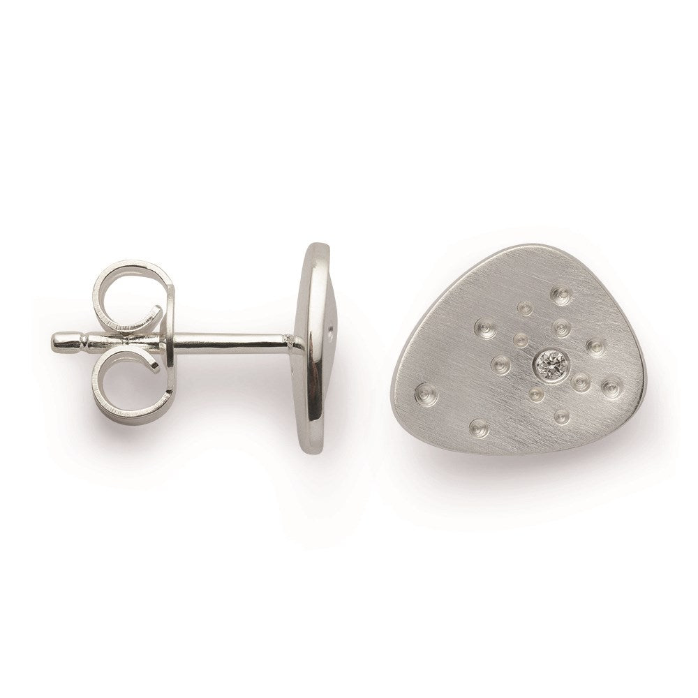925/- Ohrstecker, mattiert, Dia. 0,02ct W-SI - Nicht rhodiniert