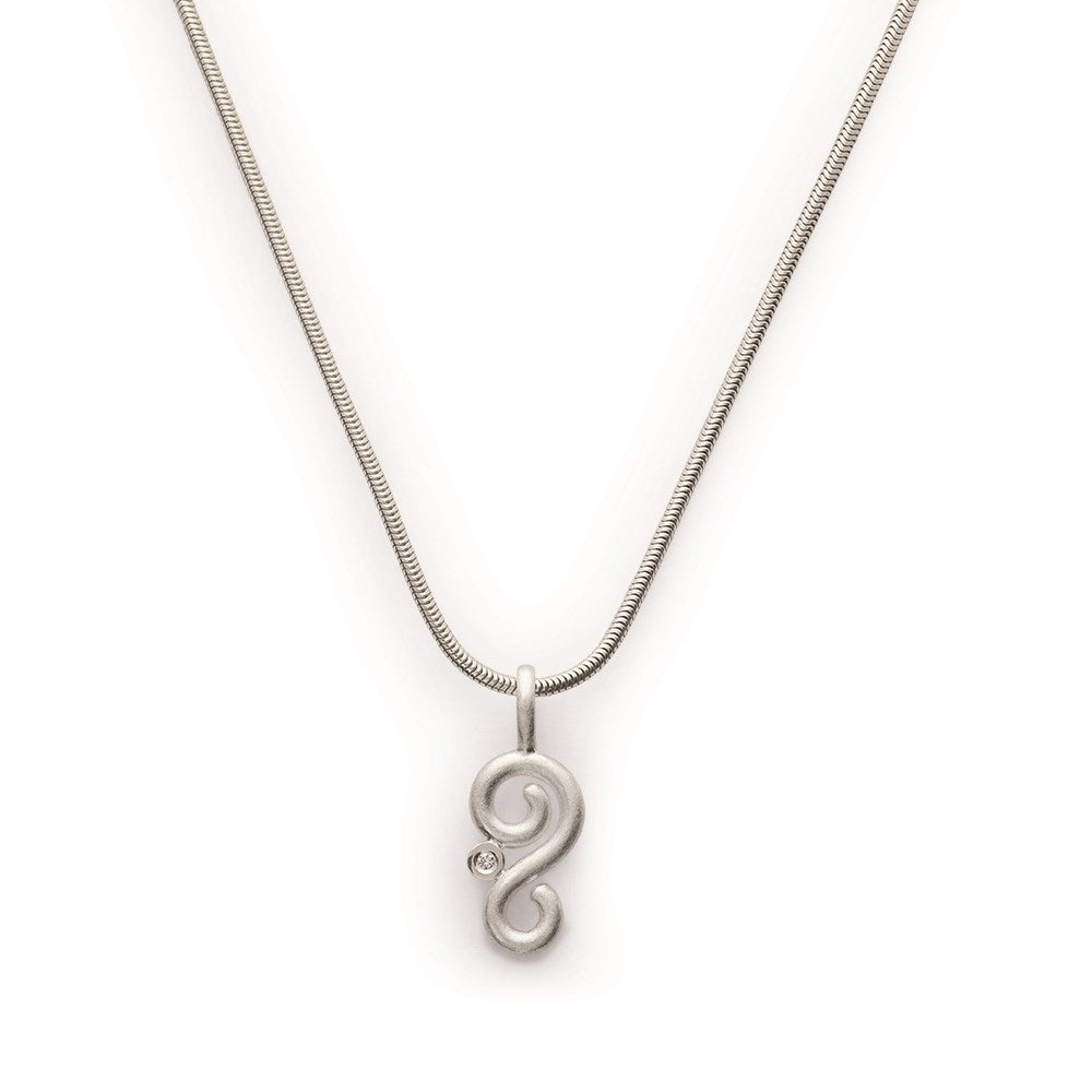925/- Anhänger, kratzmatt/pol., Dia. 0,015ct W-SI - Nicht rhodiniert