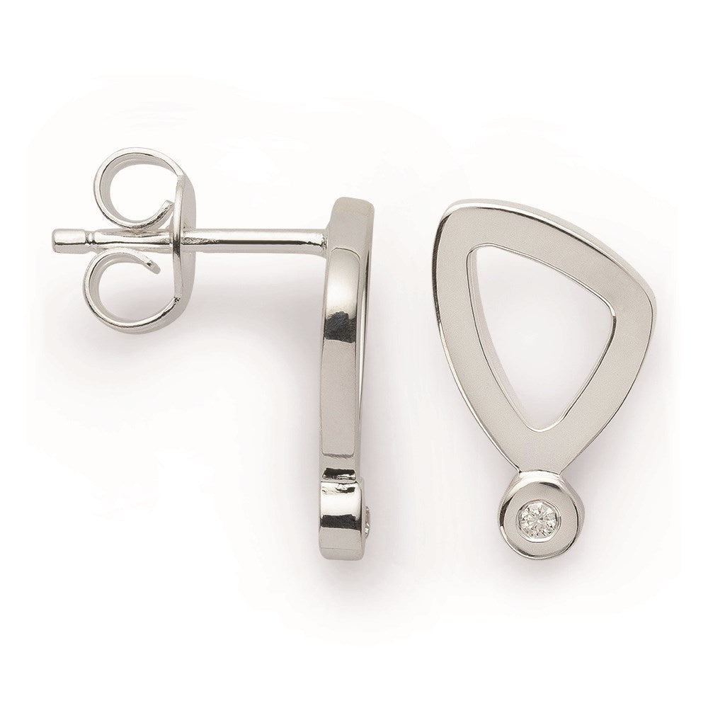 925/- Ohrstecker, poliert, Dia. 0,02ct W-SI - Nicht rhodiniert