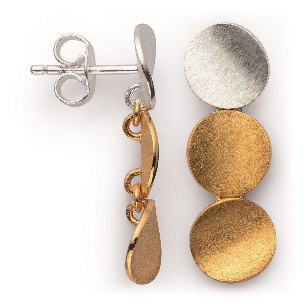 925/- Ørestikker, delvist forgyldt, mat/mat