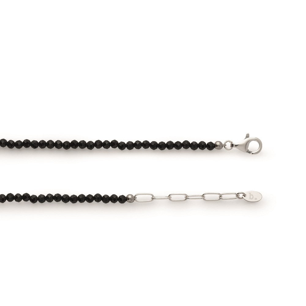 Kette Spinel schwarz, 925/- Karabiner, 42+3cm, 3mm