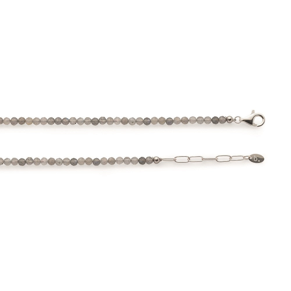 Kette Labradorith, 925/- Karabiner, 42 + 3cm, 3mm