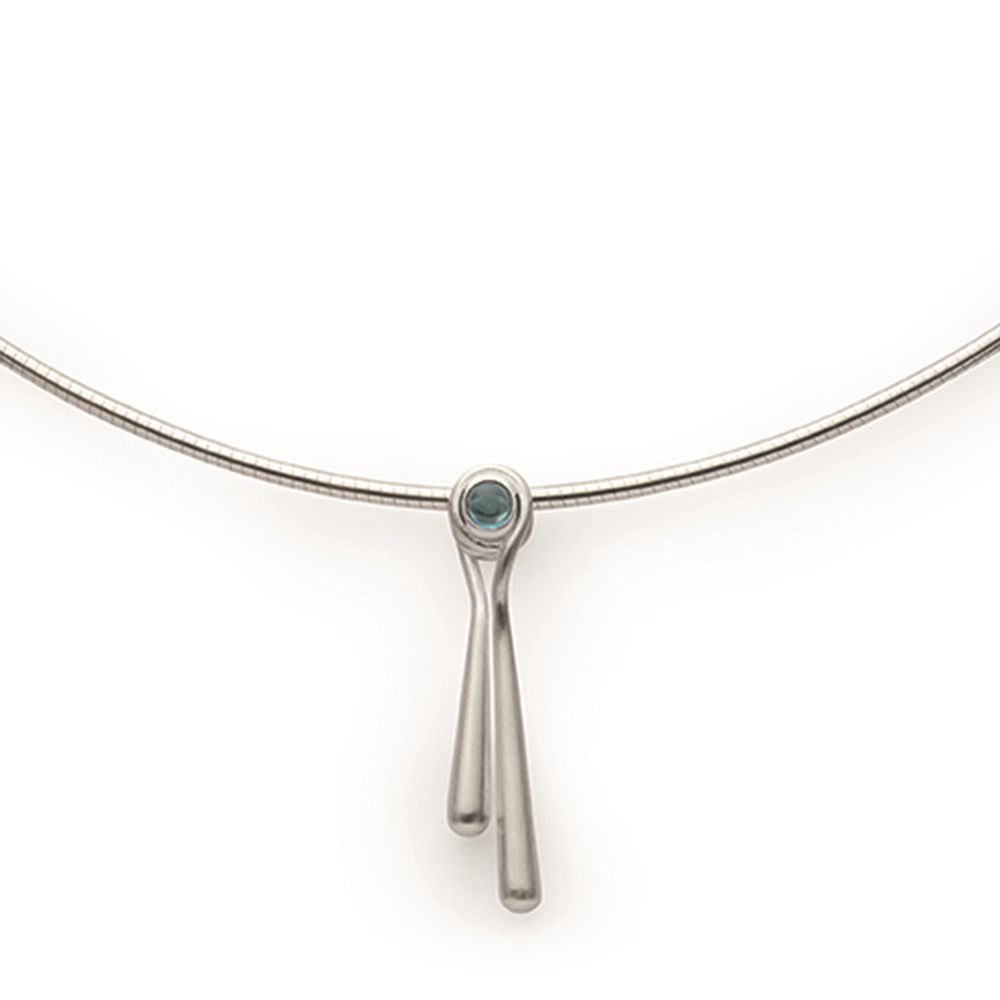 925/- Anhänger, mattiert, Blautopas 0,14ct - Nicht rhodiniert